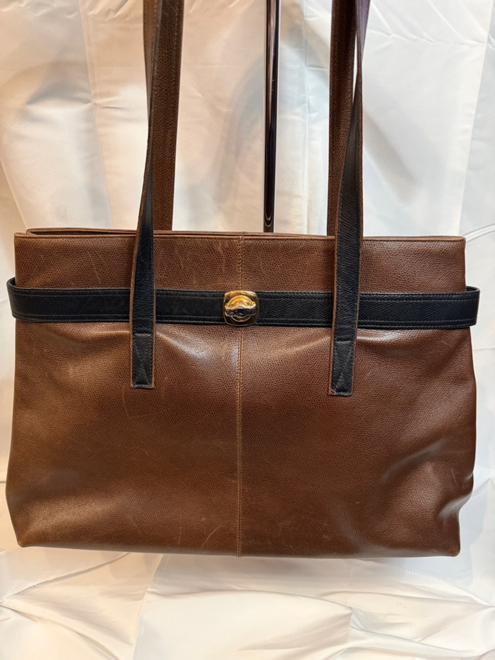 Morabito Bag Brown & Black Leather Gold Tone Hardware Paris, France VTG Luxury